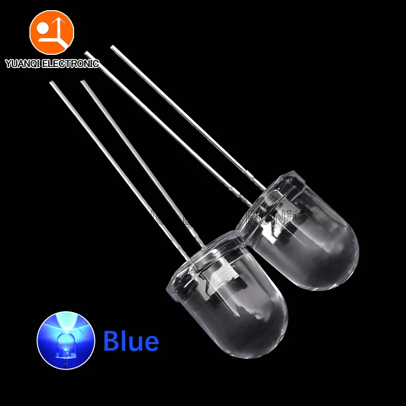 Lámpara LED de diodo emisor de luz redonda ultrabrillante, F10, 10mm, 5 colores, rojo, azul, amarillo, verde, blanco transparente, 20mA, 0,75 W, 10 unidades - imagen 5