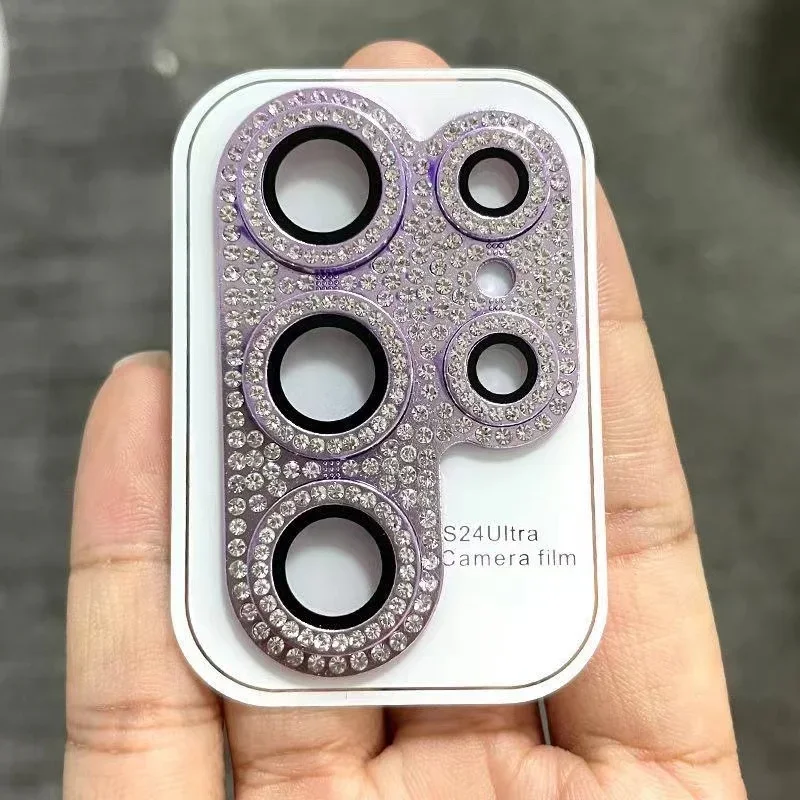 Anillo de cámara brillante para Samsung Galaxy S24 Ultra S23 Plus S24 + Protector de pantalla de lente trasera película de vidrio para S24ultra Cap Case - imagen 2