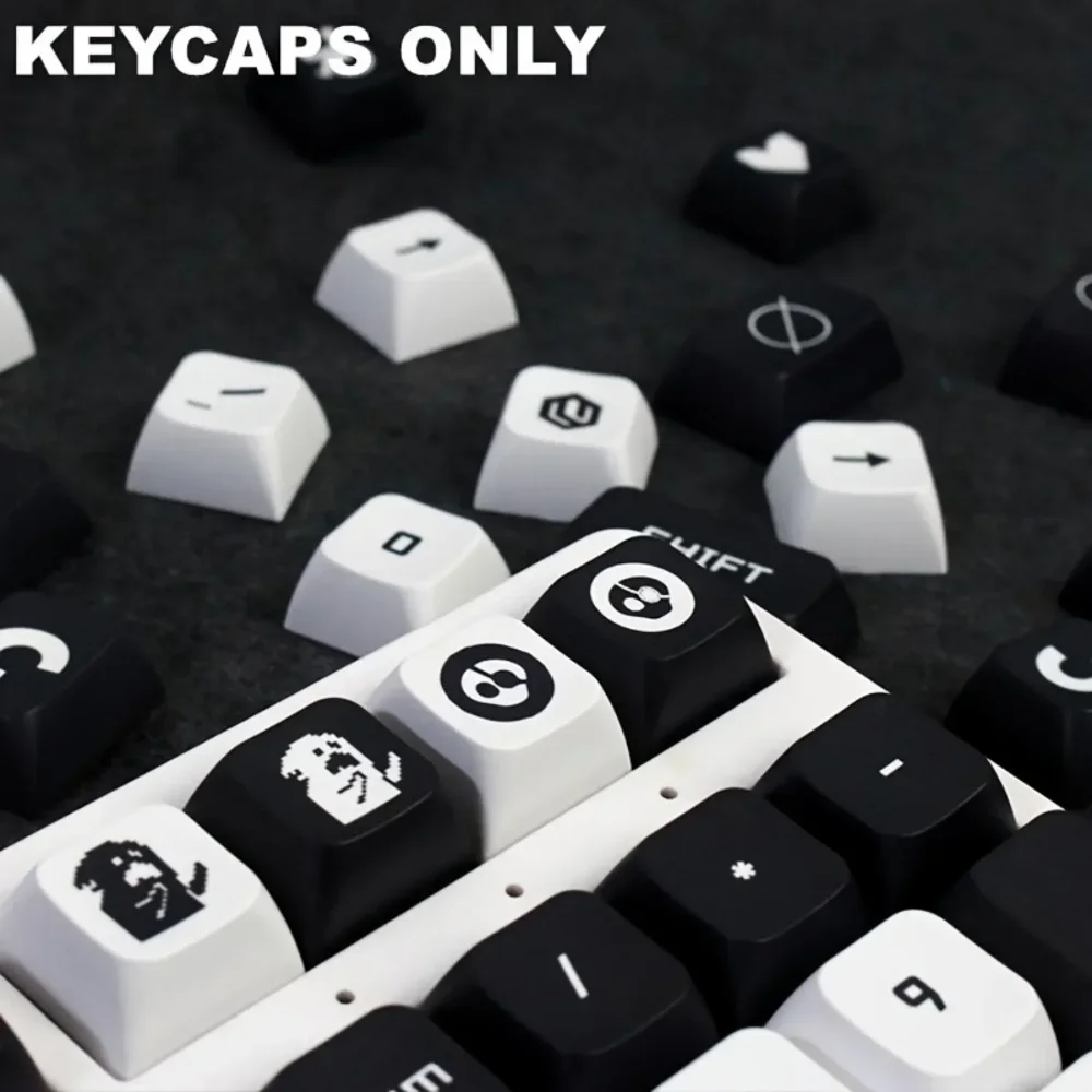 XDA Keycap 118 teclas PBT sublimación de tinte juego de teclas en blanco y negro, para teclas de teclado mecánico para juegos personalizadas DIY - imagen 5