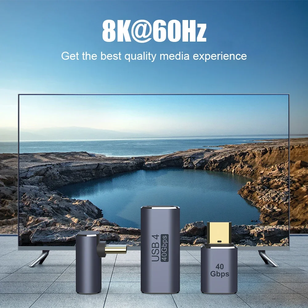 Conector de cargador USB 4,0 PD 100W 8K 60Hz para Macbook 40Gbps adaptador USB C OTG de alta velocidad en forma de U ángulo recto macho a hembra - imagen 5