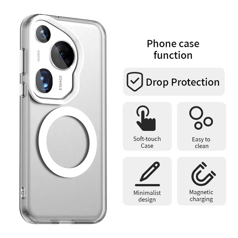 Para Funda Huawei Pura 70 Ultra Funda Huawei Pura 70 Ultra Capa anular magnética carga inalámbrica mate transparente Funda Pura 70 Ultra - imagen 5