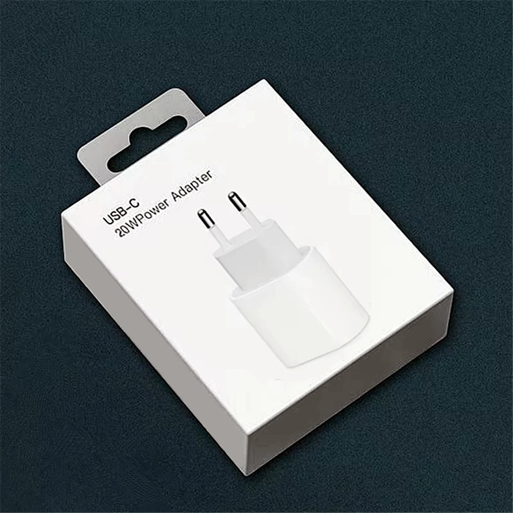 Cargador de pared rápido PD de 20W para iPhone 16 15 14 Plus 13 12 11 Pro Max X XR XS 8 cargadores USB-C de carga rápida UE EE. UU. con caja al por menor