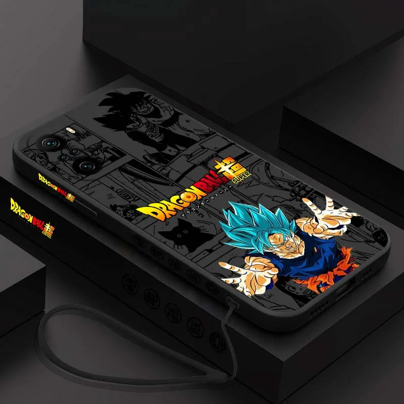 D-Dragon Ball Saiyan Anime Art Cover para Xiaomi Redmi Note 14 13 12 11 10 9 8 Pro Plus 4G 5G funda de teléfono con cuerda izquierda líquida - imagen 3