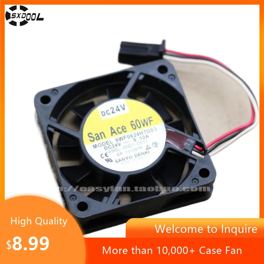 para ventilador de refrigeración San Ace 60WF 9WF0624H7D03 60 mm 24 V - 6800 RPM, 18,36 CFM para máquinas CNC, equipos industriales