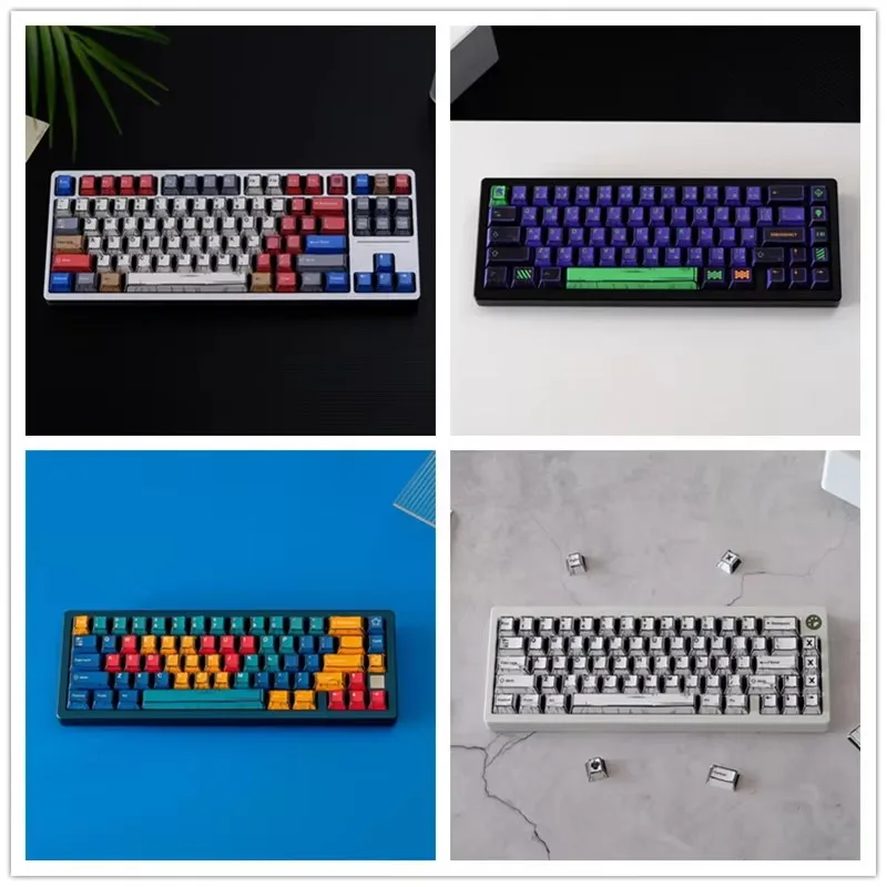 1 Juego de caricatura versión luces mixtas paneles GMK Mecha-01 teclas PBT tinte sublimación cereza perfil teclas para Wooting 60 80