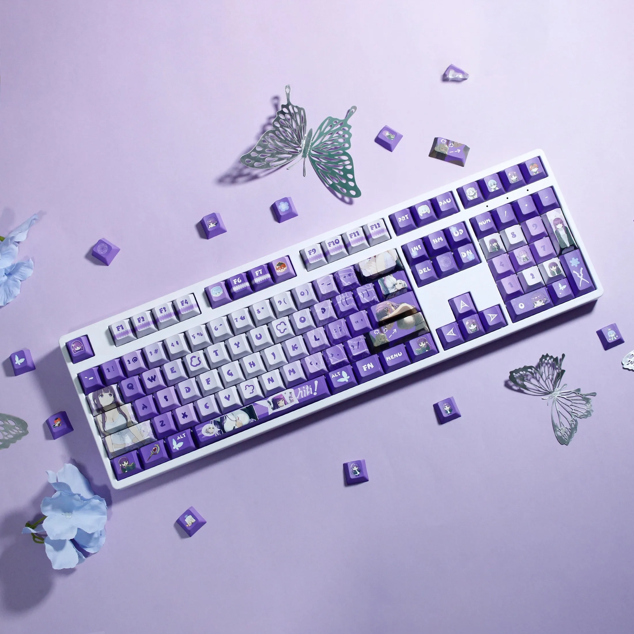 Juego de teclas con tema de helecho de Anime MiFuny, tapas de teclado PBT, teclas de juego personalizadas con perfil de cereza para regalos de teclado mecánico - imagen 4