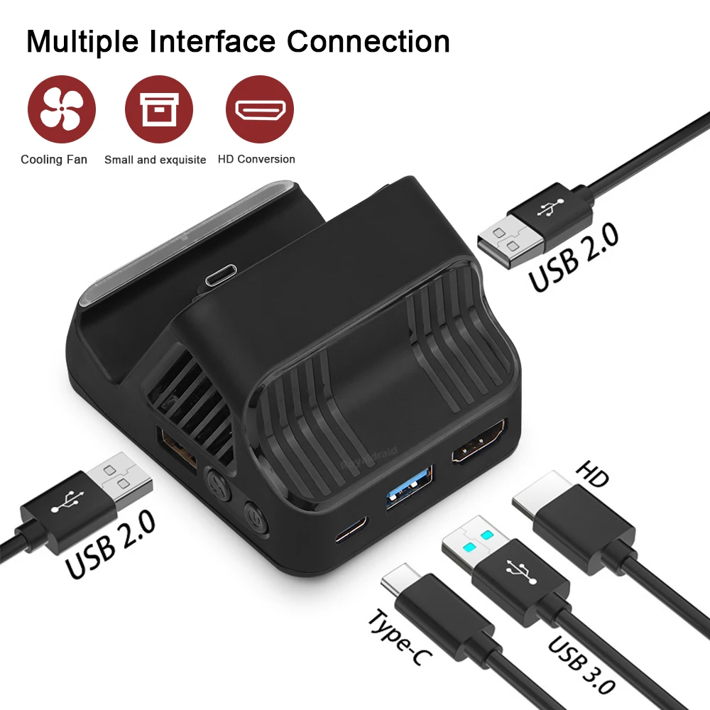 Base de carga multifunción para proyector de TV, dispositivo portátil con ventilador de refrigeración, puerto USB 3,0 para Nintendo Switch, OLED, novedad - imagen 4