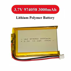 Batería Litio Polímero 974058 3,7V 3000mAh Recargable Enchufe PH2.0