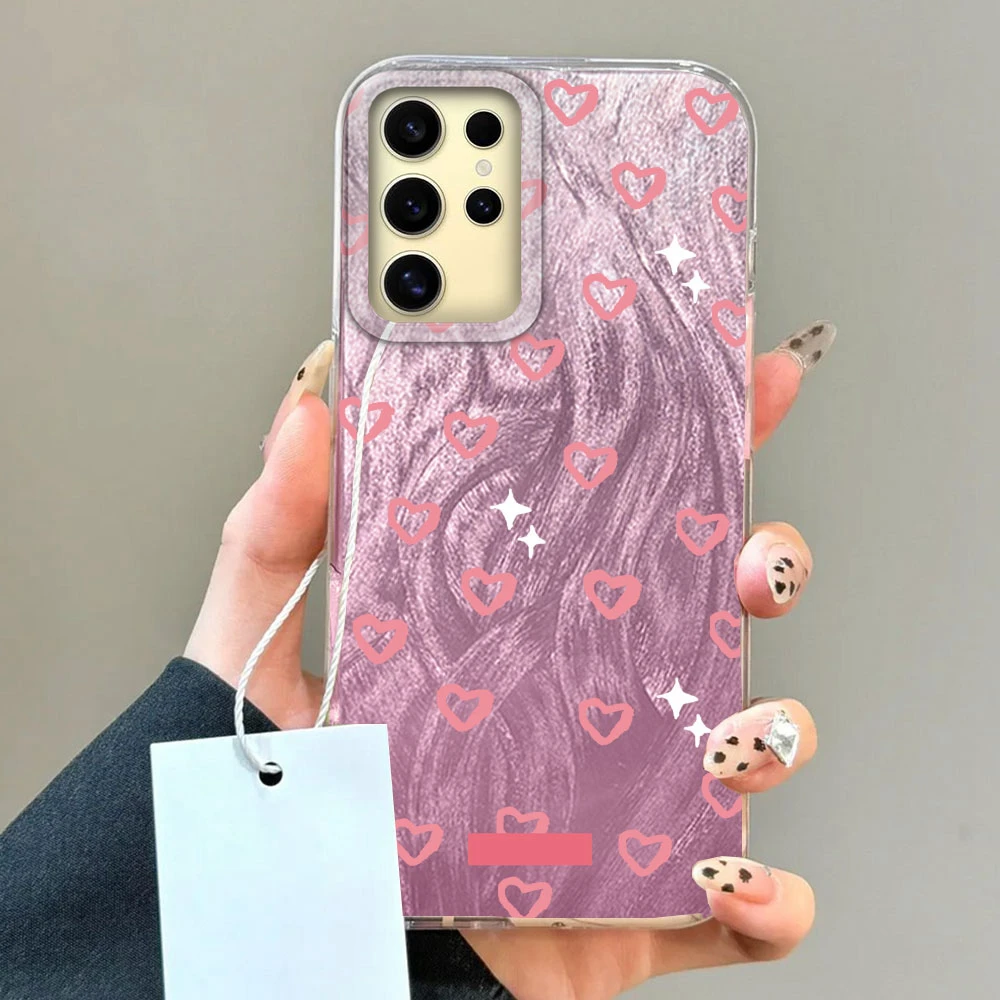 Funda de teléfono con bonito corazón de amor rosa para Samsung Galaxy S25 S24 S23 S22 S21 FE Plus Ultra S25 + S24 + funda trasera de silicona - imagen 5