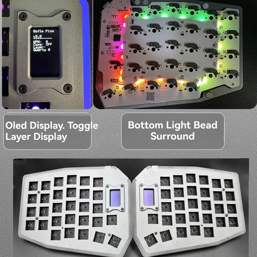 Kit de teclado dividido Sofle con cable OLED monomodo soporte de intercambio en caliente a través de Split ergonómico Esport Gaming accesorios de teclado de oficina - imagen 3