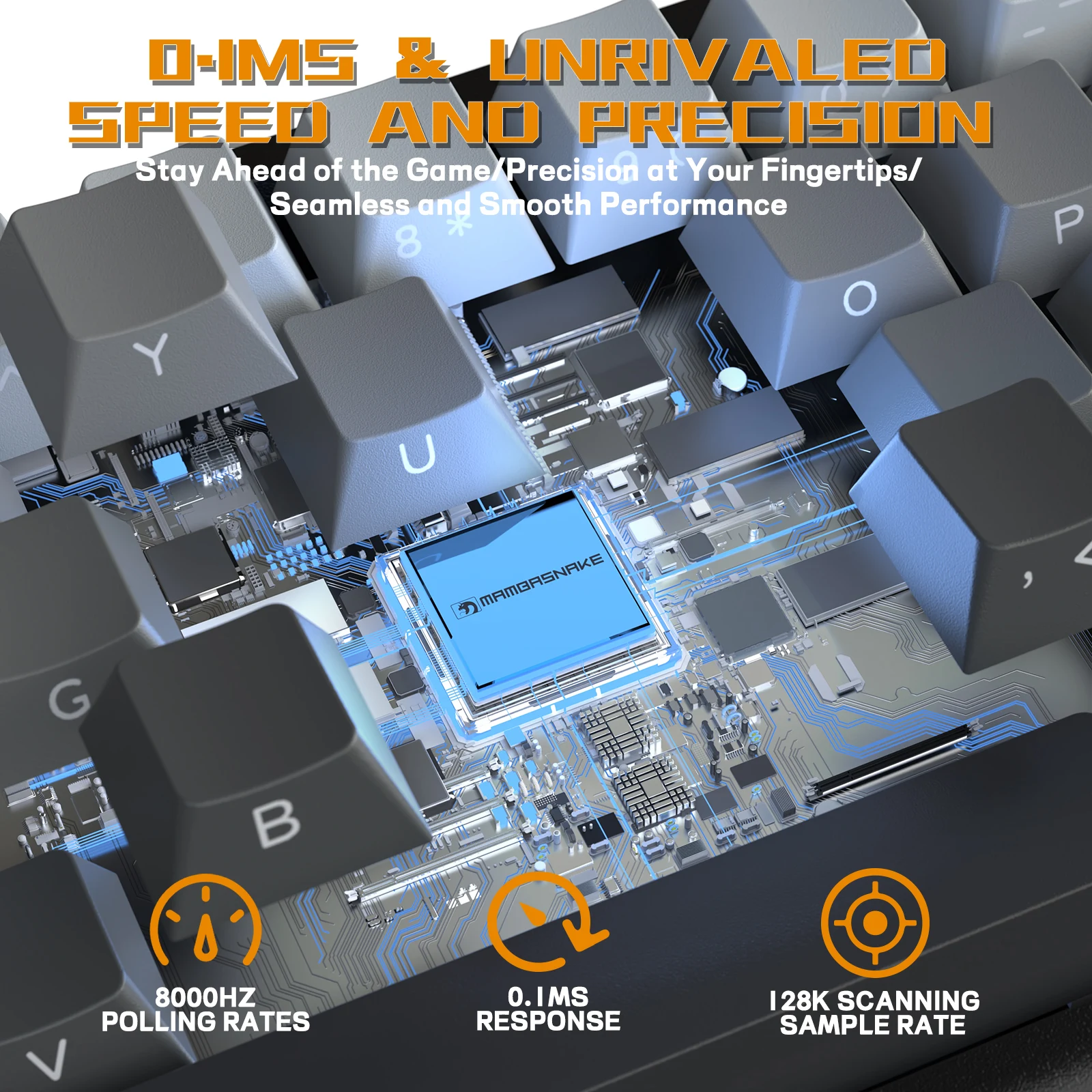 ATTACK SHARK x MAMBASNAKE X60 HE Teclado de gatillo rápido 8K con interruptor magnético, conexión de tres modos, precisión de gatillo rápido de 0,01 mm - imagen 5