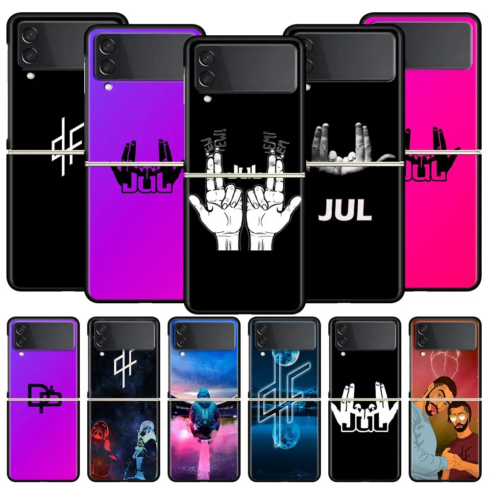JuL Rapper-funda de teléfono para Samsung Galaxy Z Flip3 Flip4 Flip5 PC, carcasa parachoques para Z Flip 3 4 5, cubierta trasera plegable dura negra