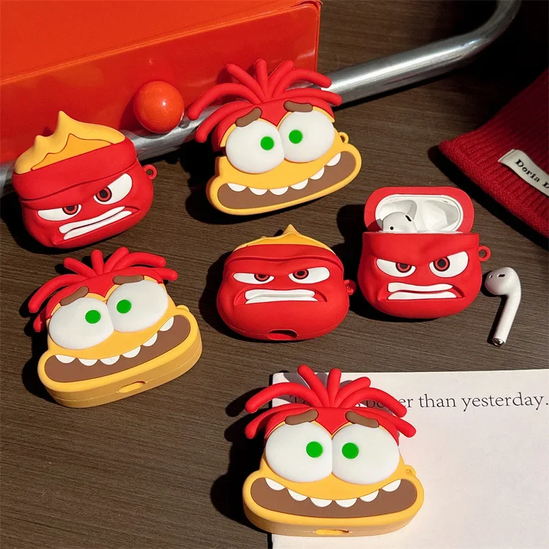 Brain Agent Team Angry Apple Bluetooth funda para auriculares adecuada para Airpods 4 3 2 1 Pro 2 silicona anticaída Airpods 1st Genat - imagen 3