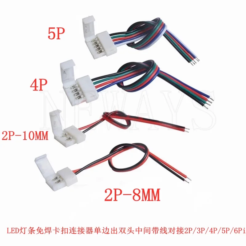 10 Uds 2/3/4/5/6 Pin conector para tira de LED para 8mm 10mm 12mm 3528 5050 5630 RGB RGBW IP20 cinta de luz LED no impermeable al cable - imagen 3