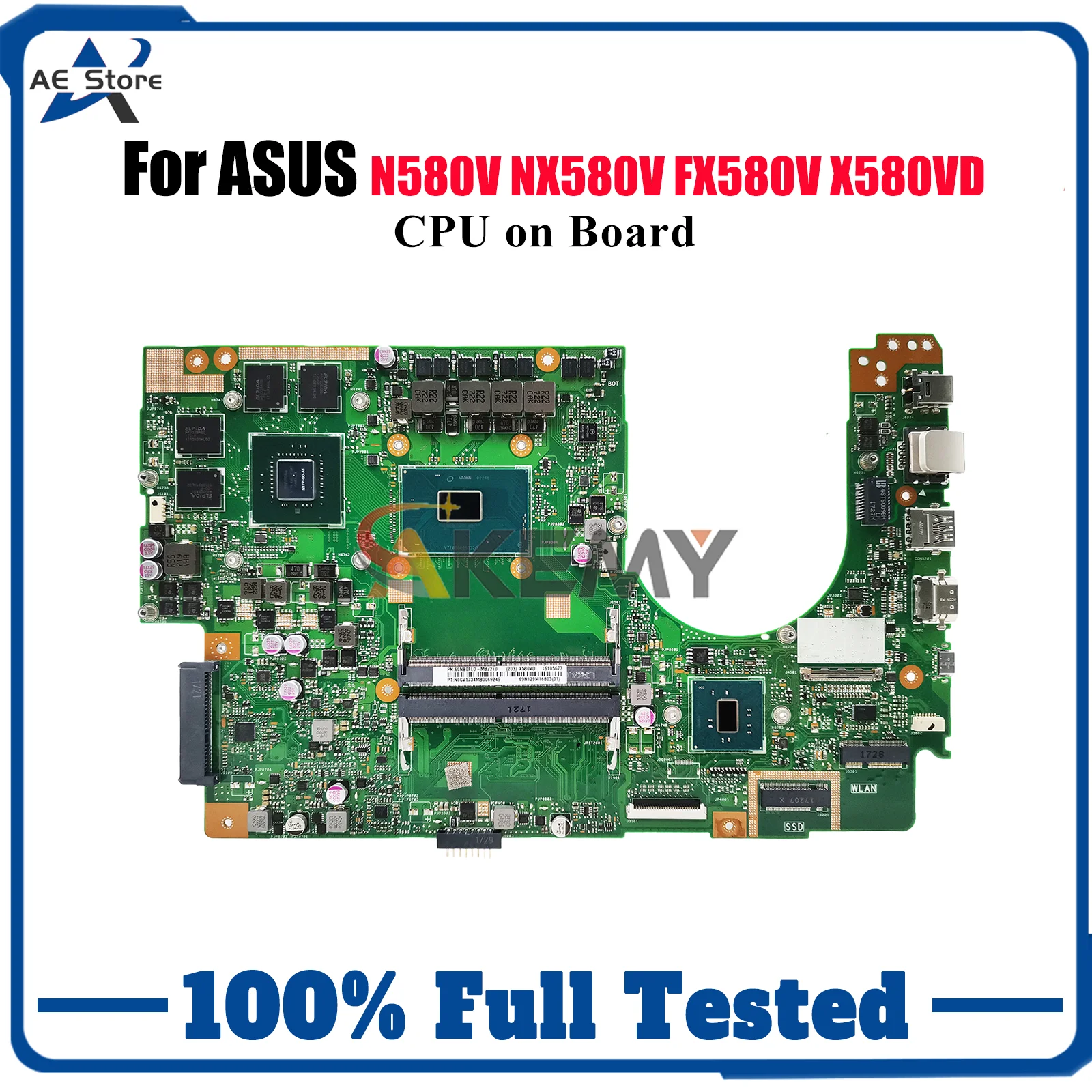 Placa base para ordenador portátil X580VD para ASUS VivoBook X580VD FX580V NX580V X580V N580V X580VN con CPU 100% pruebas OK envío rápido