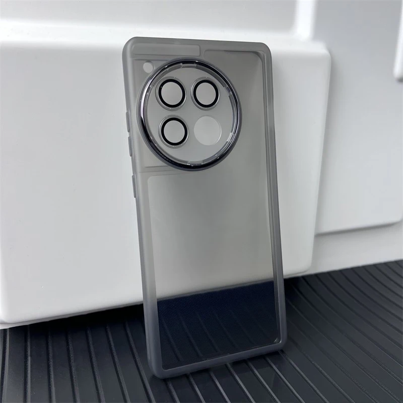 Fundas de teléfono para Oneplus 12R 5G, cubiertas traseras de película de vidrio acrílico de silicona transparente de alta calidad con Protector de lente