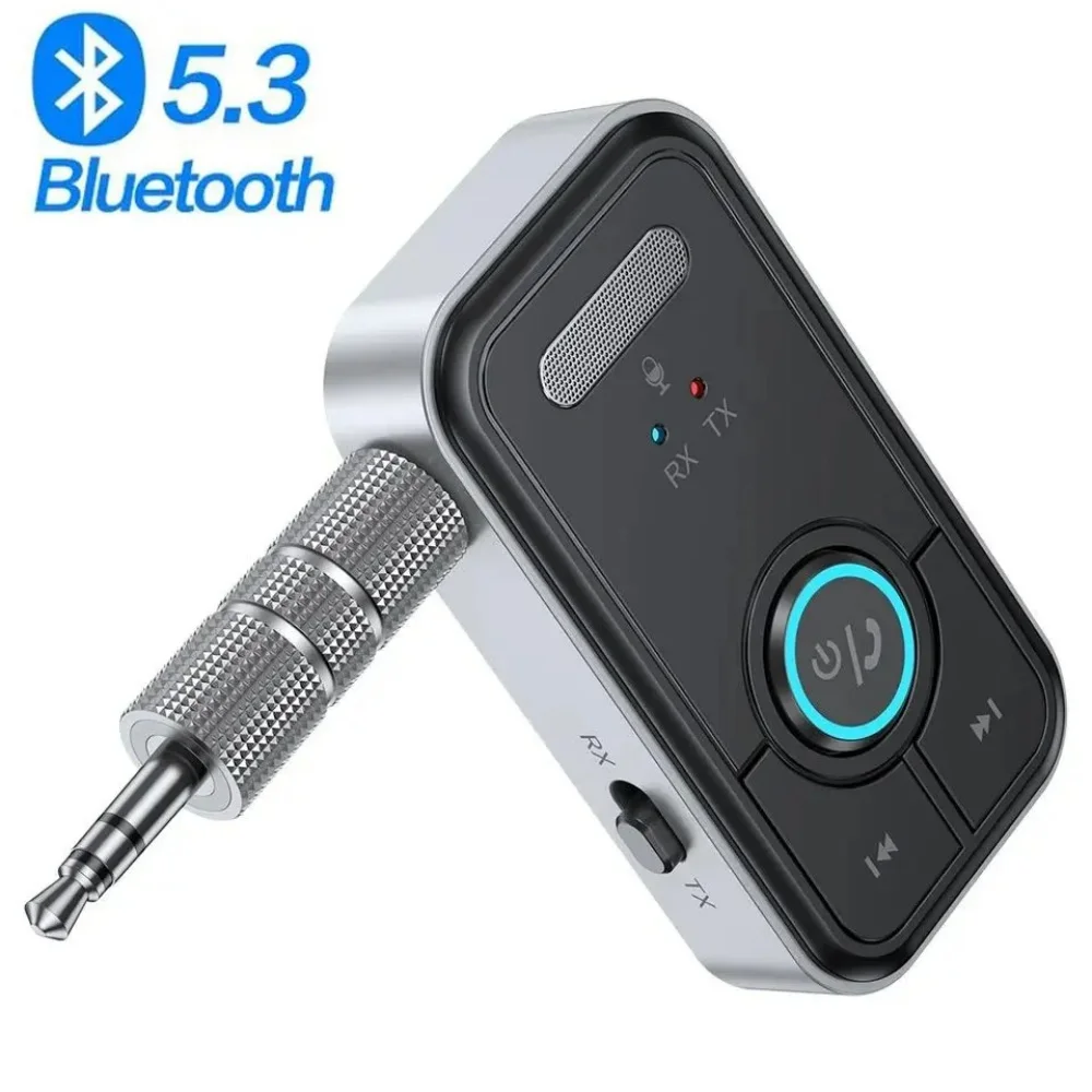 Adaptador de Audio auxiliar para coche Bluetooth 5,3, transmisor receptor, adaptador de Audio inalámbrico AUX, conector de 3,5mm para auriculares de coche, altavoces de TV - imagen 2