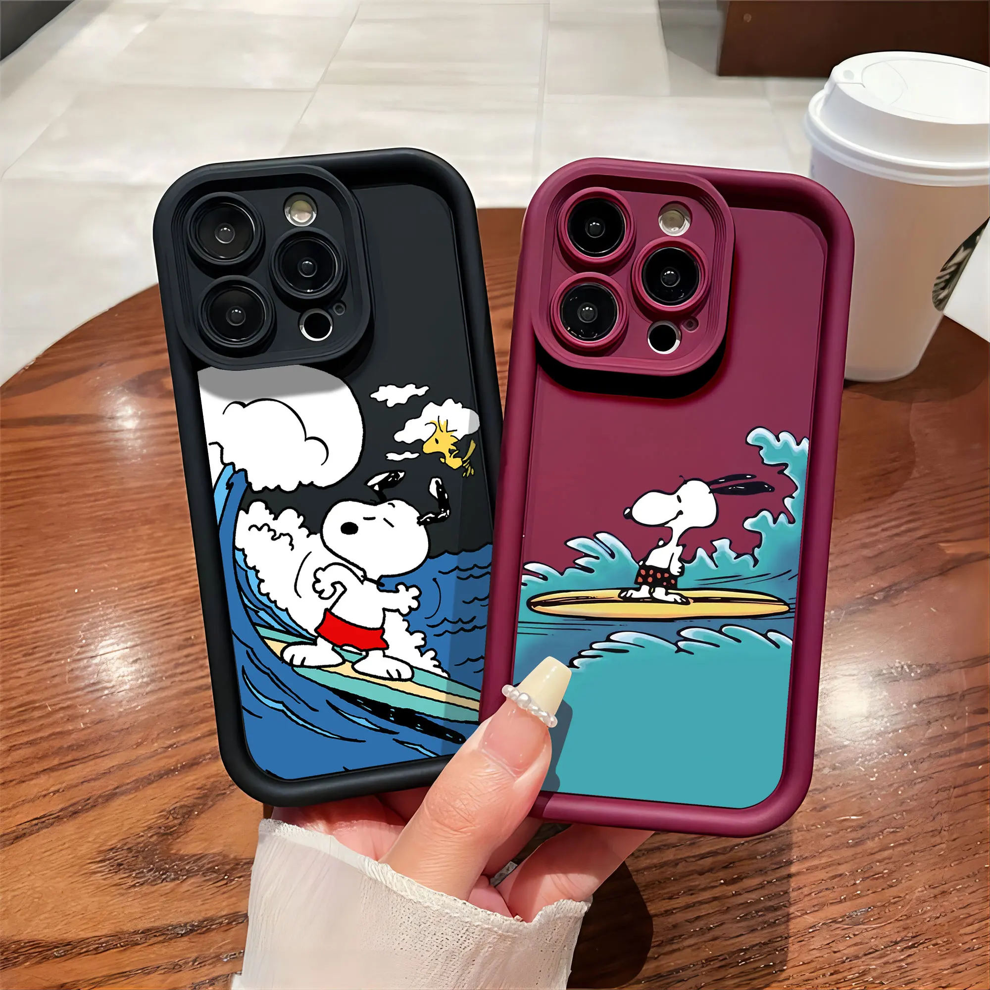 Funda de teléfono Surfing Funny S-snoopy para IPhone 16 15 14 13 12 11 Pro Max Mini XR XS X 7 8 Plus, funda trasera suave de TPU - imagen 2