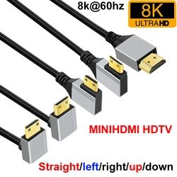 Cable HDMI 2.1 MiniHDMI ángulo recto para PC y TV