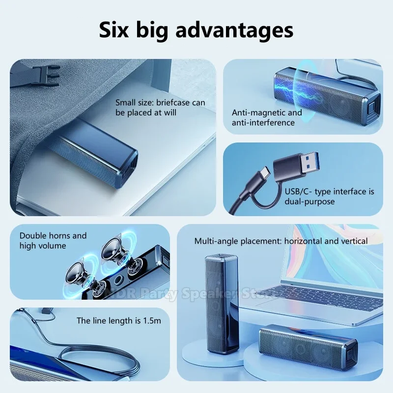 SADA V-168 nuevos altavoces de escritorio con interfaz de carga USB de Audio para ordenador portátil pequeño con interfaz tipo c para ordenador portátil - imagen 5