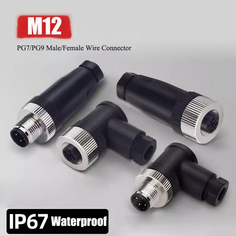 Enchufe de aviación resistente al agua M12 2 3 4 5 8 pines blindado código A/B/D junta de detección macho hembra conector M12 PG7/PG9 certificación CE