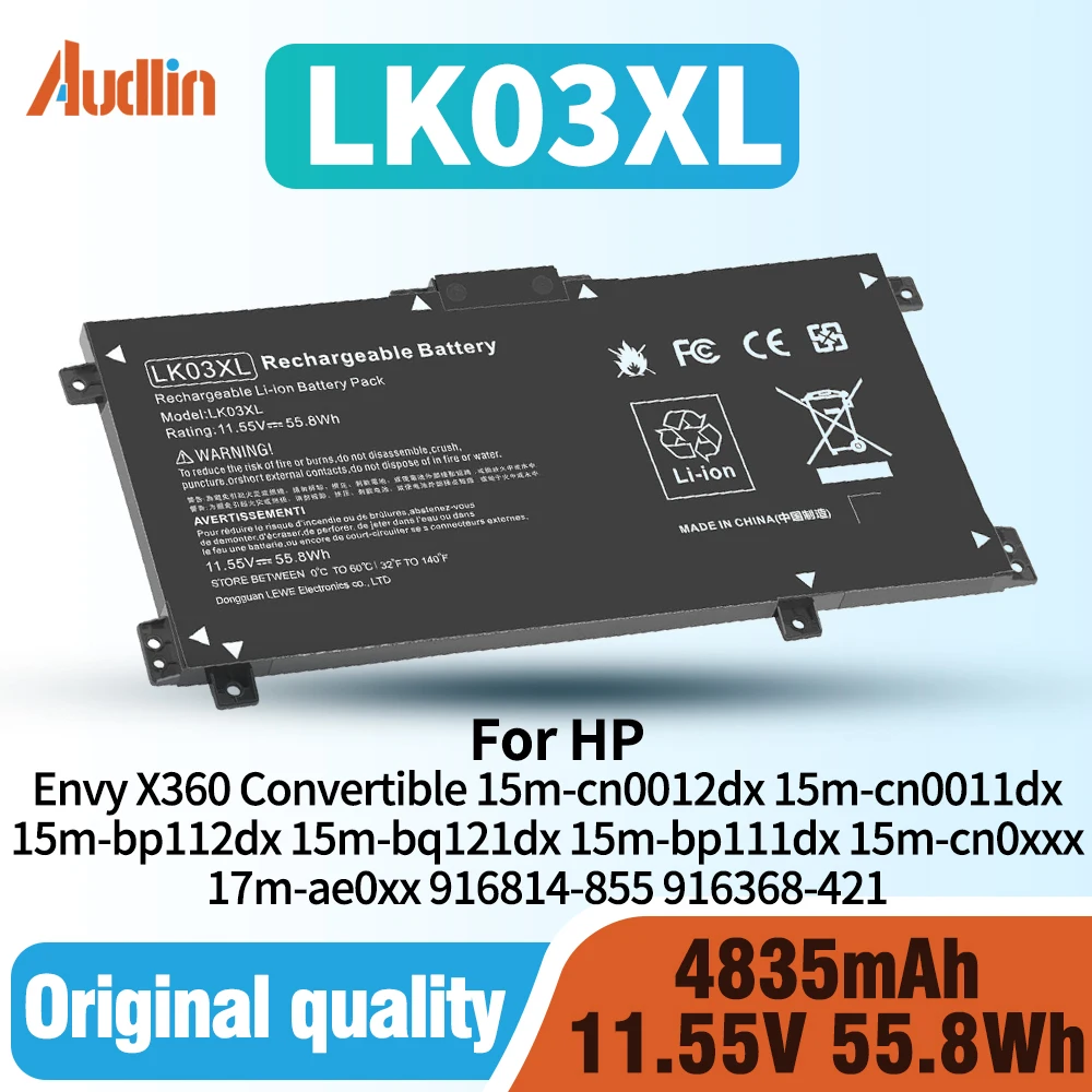 LK03XL Reemplazo de batería para HP Envy X360 Convertible 15m-cn0012dx 15m-cn0011dx 15m-bp112dx 15m-bq121dx 15m-bp111dx 15m-cn0xxx 17m-ae0xx 17-ae1xx 17-bw0013dx 916814-855 916368-421