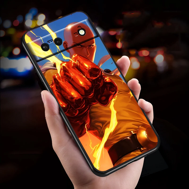 O-one p-punch Man Anime para Google Pixel 9, 8, 7A, 7, 6A, 6, 5A, 5, 4, 4A, XL, 5G, carcasa trasera de silicona negra a prueba de golpes - imagen 3
