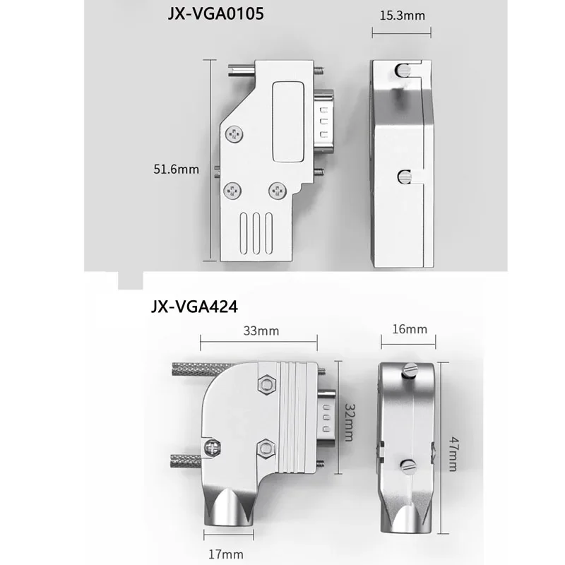 Conector de soldadura VGA de 3 filas, junta de cabeza de 15 Pines, enchufes de pantalla de carcasa de 90 grados, conectores macho y hembra HDB15 de grado Industrial - imagen 3