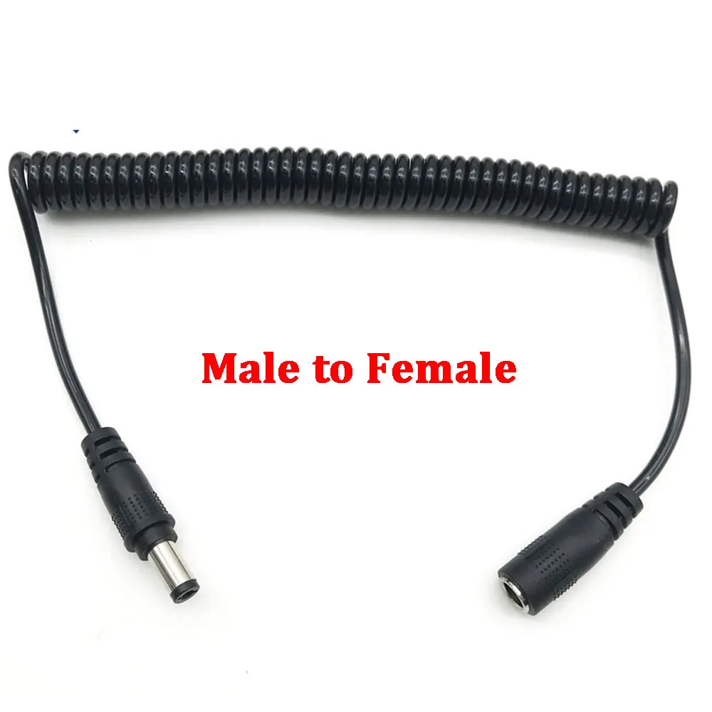 Cable en espiral de alimentación de enchufe macho a hembra, Cable de resorte de extensión para tira LED, CCTV, DC 5,5mm x 2,1mm, 5,5x2,1mm - imagen 2