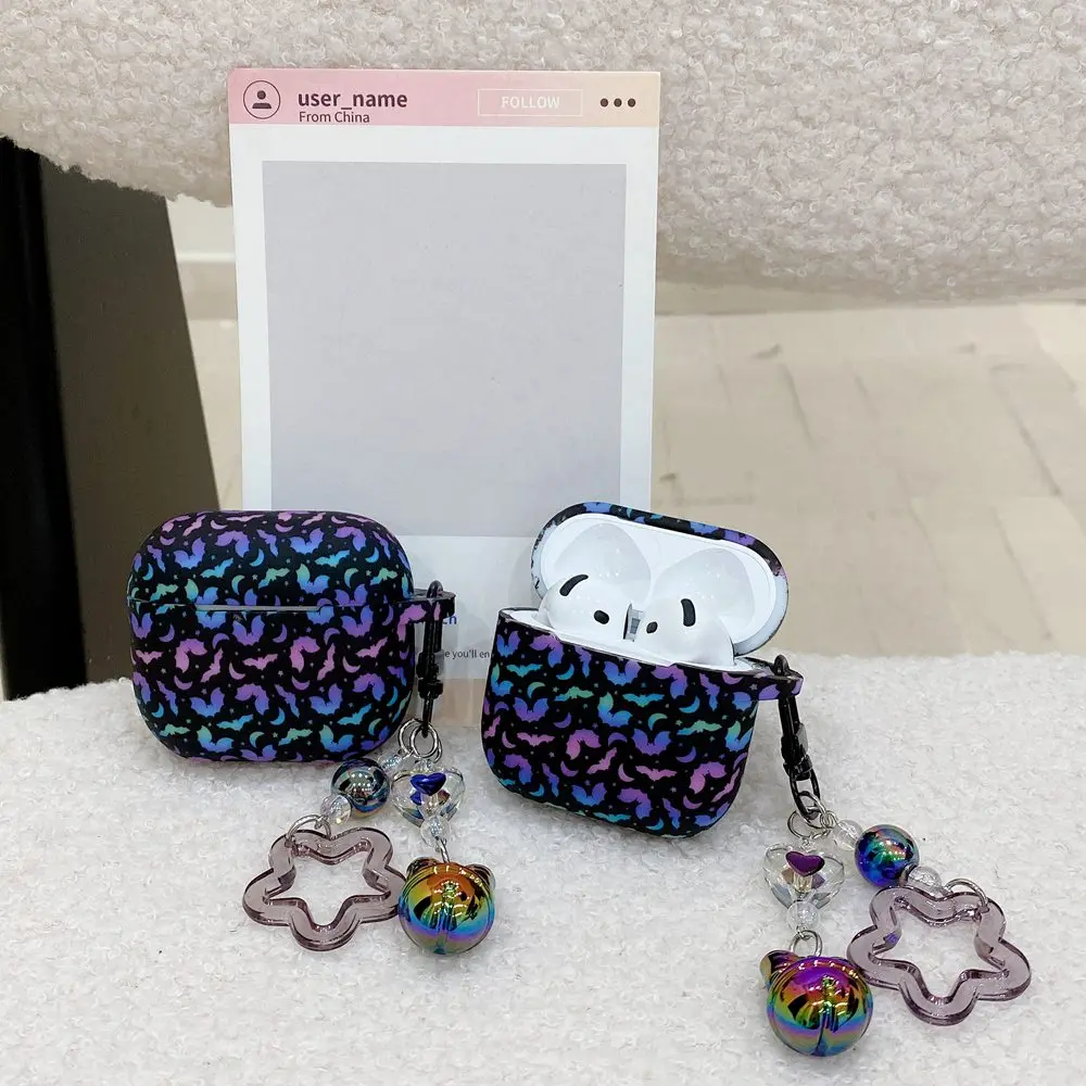 Funda de auriculares Moon Bat Ghost a la moda para Airpods Pro 2, llavero de estrella colorida, funda protectora para auriculares para AirPods 4 3 2 1 - imagen 5