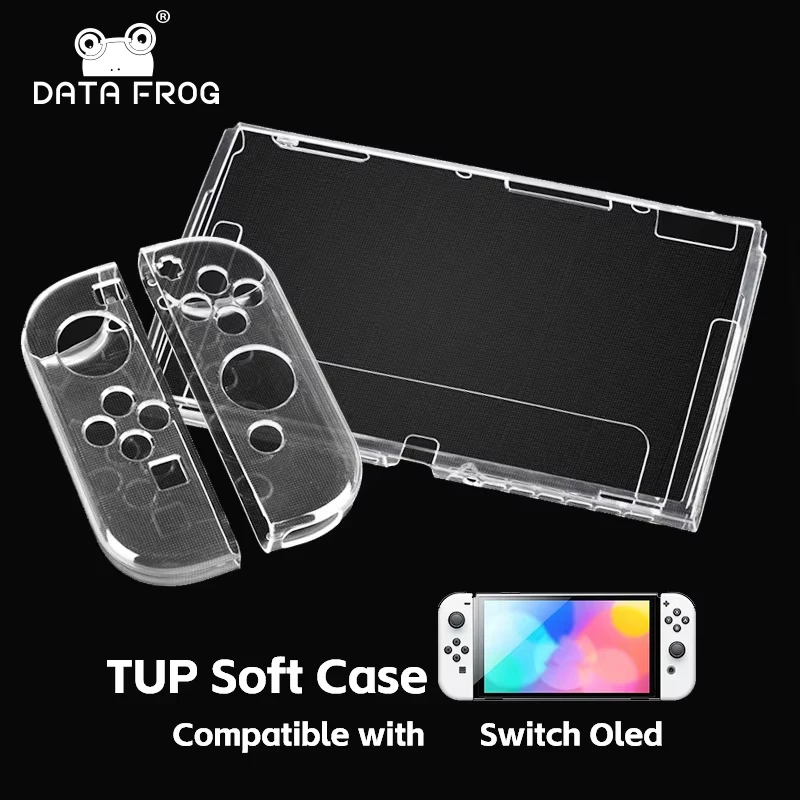 Funda protectora de carcasa transparente suave Data FrogTPU, funda protectora de marco transparente para accesorios de consola de juegos oled - imagen 4