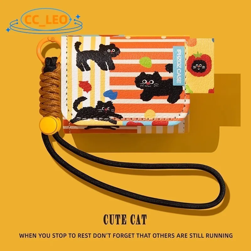 Funda para OPPO Enco X3s, funda suave de cuero con colgante de cordón de gato bonito, adecuada para OPPO Enco X3s, funda protectora a prueba de golpes - imagen 3