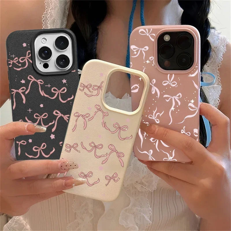 Funda bonita con lazo de estrella para Samsung Galaxy A07 A06 A05 05S A04 A04E A55 A36 A26 A16 A15 A14 A54 A34 A53 A52 A35 A23 A24 M55 M56 M15