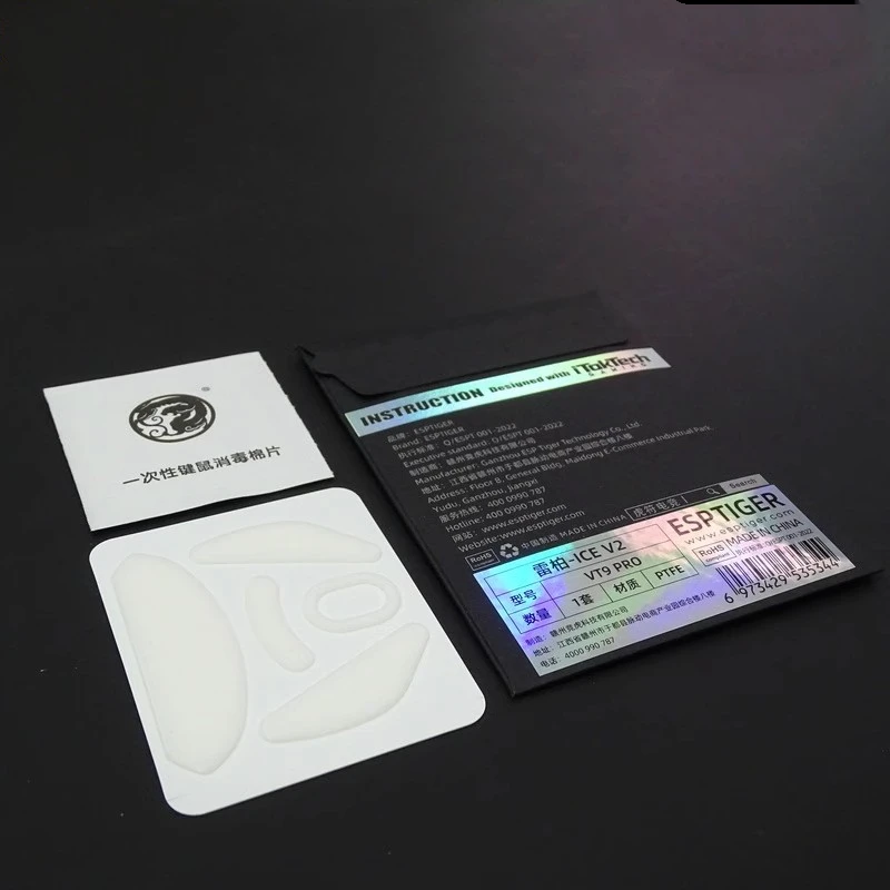 Patines de ratón Tiger ICE V2 originales para Rapoo VT9 PRO, Esports, arco blanco, PTFE, pies deslizantes suaves, 1 paquete