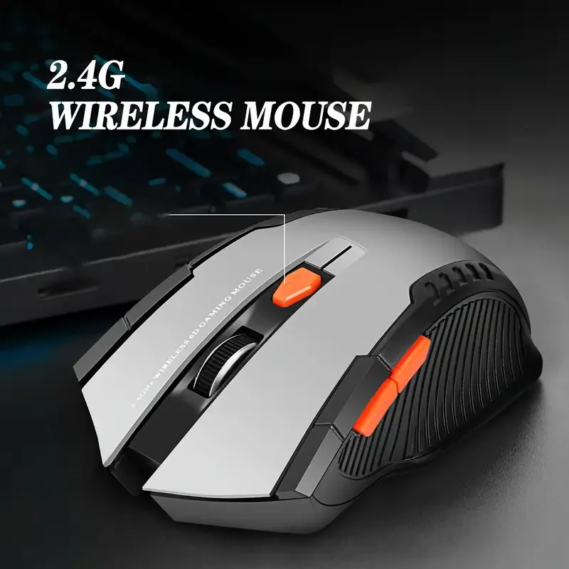 Ratón inalámbrico de 2,4 GHz, ratón DPI ajustable, ratón óptico para juegos de 6 botones, ratón inalámbrico para jugadores con receptor USB para ordenador y PC