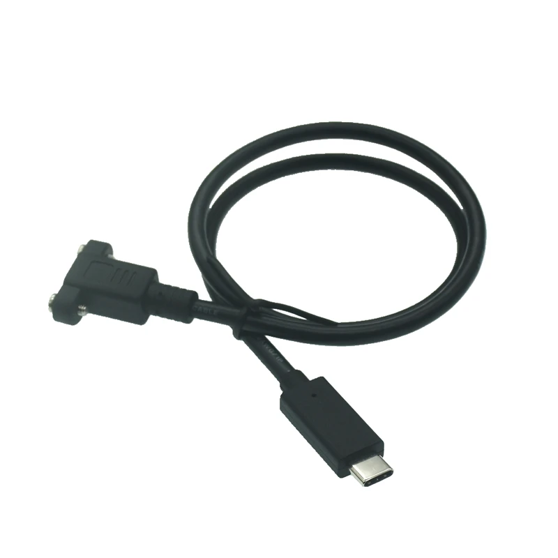 Cable de extensión macho a hembra, Conector de bloqueo de agujero de tornillo, espaciado de Cable de datos de carga de 18mm, 1M, 0,5 M, tipo C, USB-C