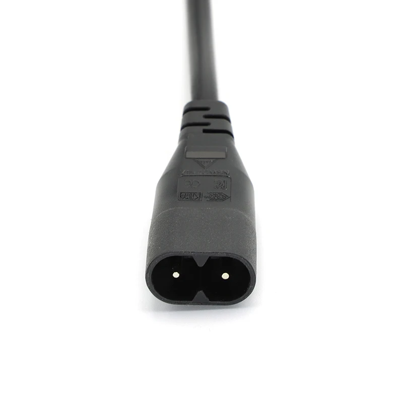 Cable de alimentación dividido IEC 320 C8 macho a 2 x C7 hembra Y de alta calidad, cable IEC de 2 pines figura 8 macho a 2 hembra de aproximadamente 30CM - imagen 4