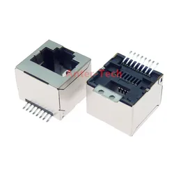 Conector RJ45 Hembra SMD Vertical 8P8C - 180° con Shield
