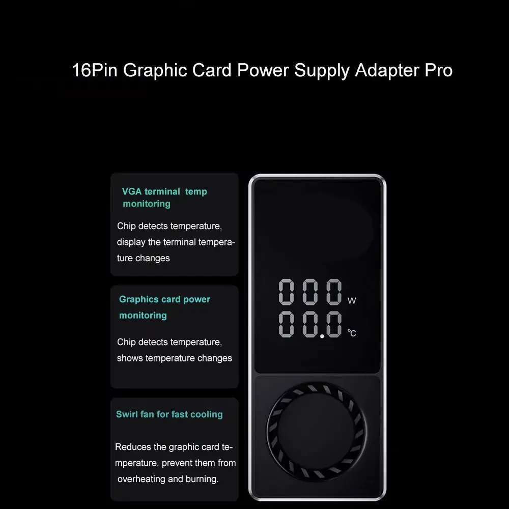 Adaptador de tarjeta Grahpic RTX4090 4080 4070 de 180 grados, 12vhpwr, con refrigeración por turbina, Terminal de 16 pines, Monitor de temperatura GPU, giro - imagen 4