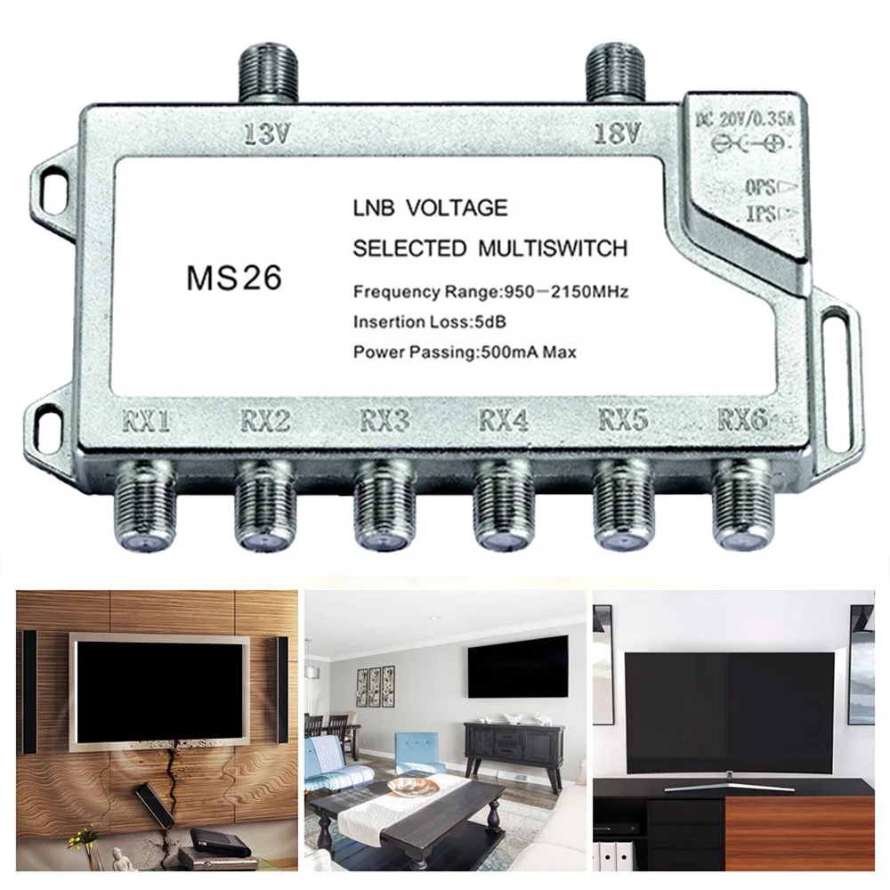 Cable de antena multiinterruptor satelital 2 en 6, 2 entradas, 6 salidas, Zinc Diseqc LNB, interruptor de TV independiente resistente al agua, 950-2150MHz - imagen 2