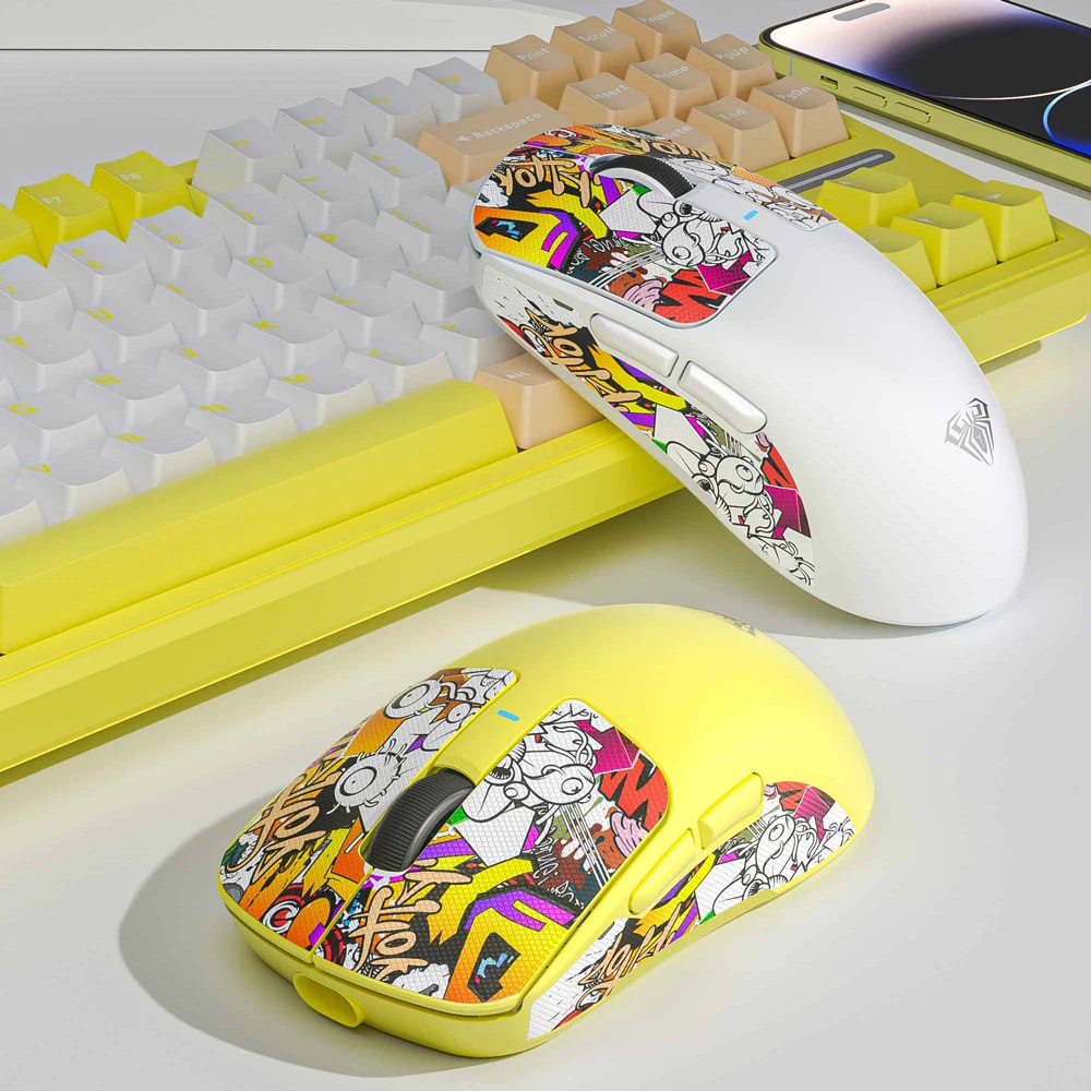 ​ ​ ​ ​ ​ ​ Ratón para juegos AULA SC680, ratón inalámbrico Bluetooth de tres modos 2,4G, ratón ligero de 26000DPI Paw3395 para jugadores de deportes electrónicos para PC