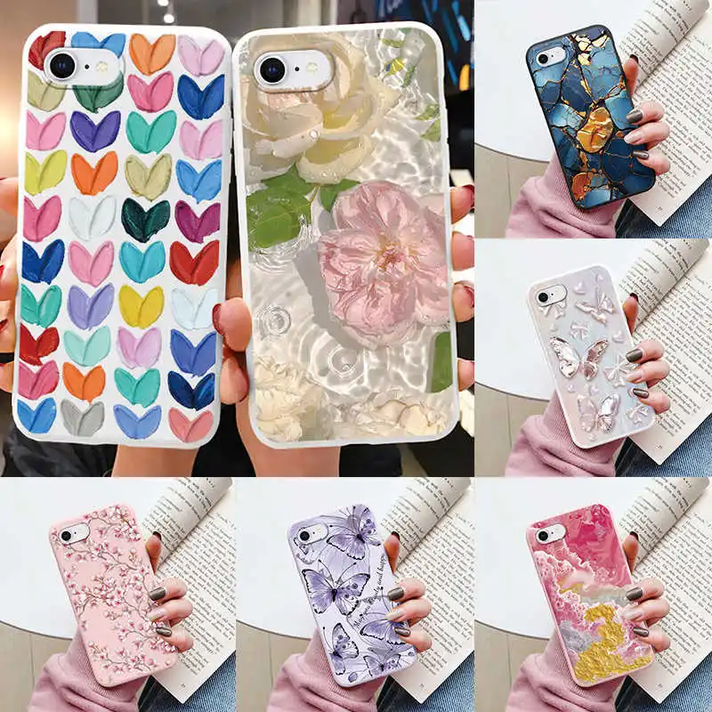 Funda para iphone 6, 6S, 7, 8 Plus, SE 2020, 2022, X, XS, MAX, XR, 11, 12 Pro Max, Mini funda de teléfono con flores pintadas