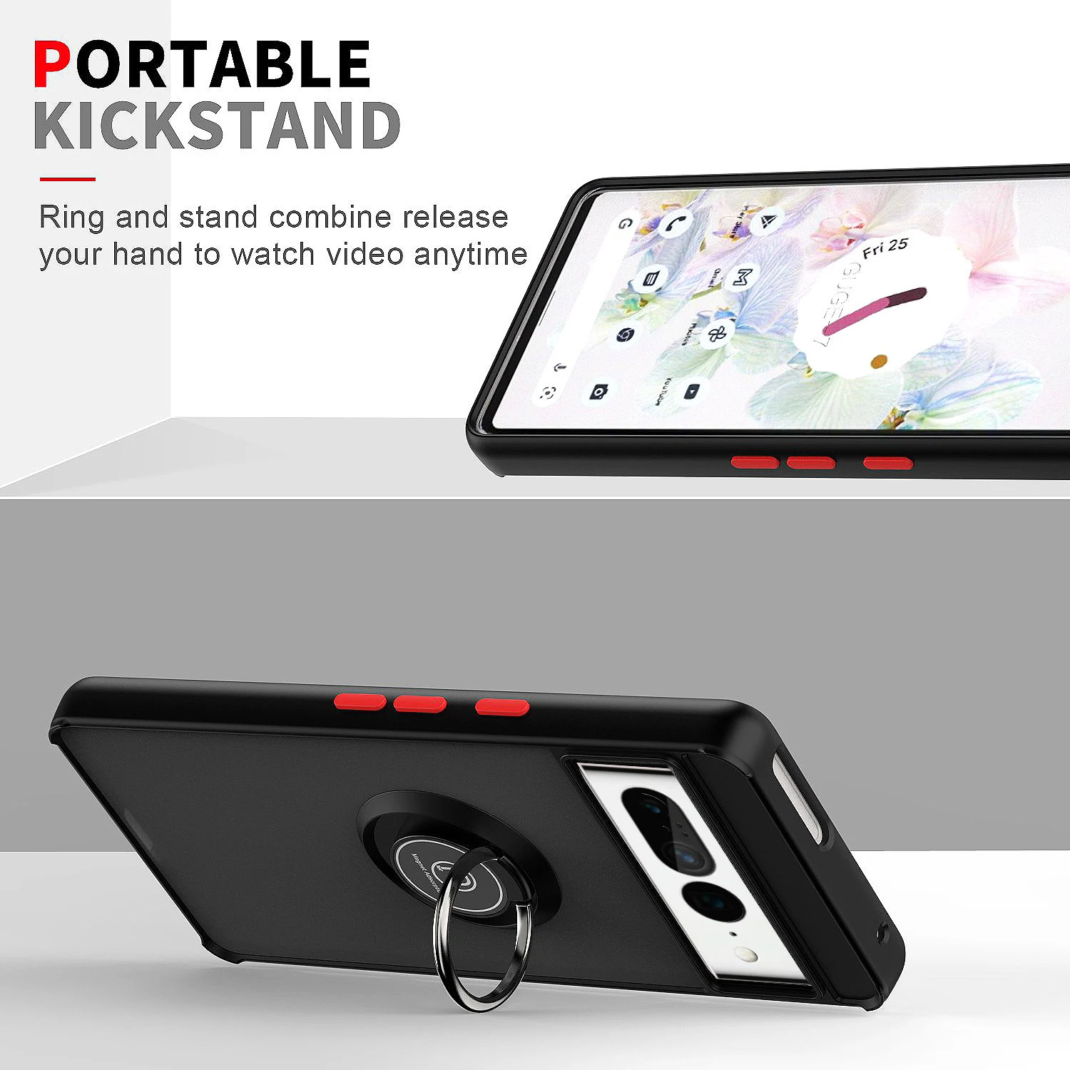 Funda mate armadura para Google Pixel 9 Pro XL, funda para Pixel 8 8A, soporte magnético con anillo, Fundas a prueba de golpes - imagen 5
