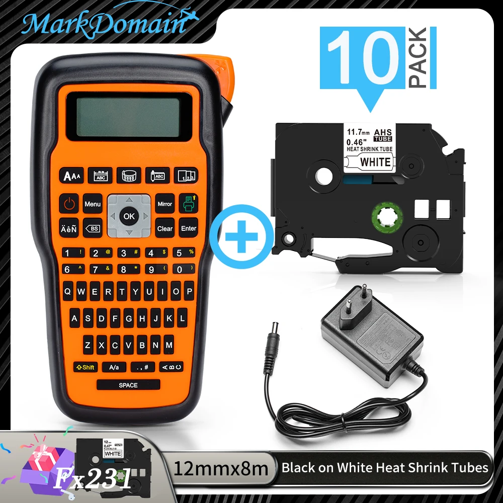 Impresora para hacer etiquetas E1000 PRO, Compatible con tubos termorretráctiles, cinta para hacer etiquetas TZ231, símbolos de teclado QWERTY, impresora Industrial - imagen 3