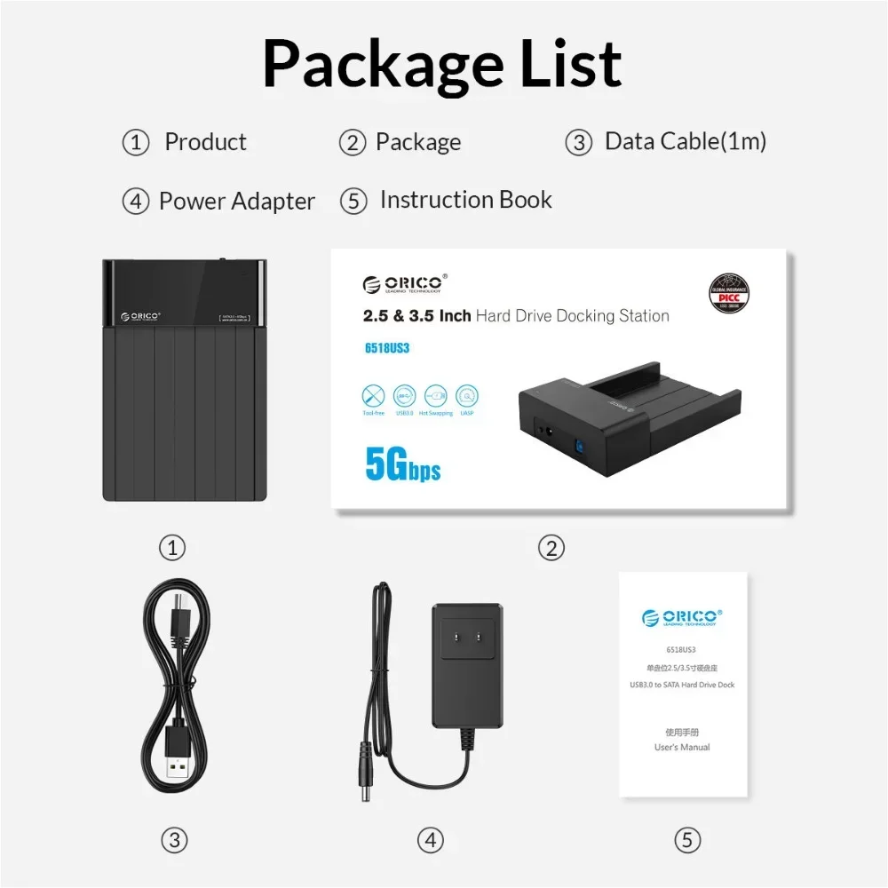 ORICO Carcasa HDD SSD SATA USB 3.0 para Discos 2,5/3,5 - imagen 4