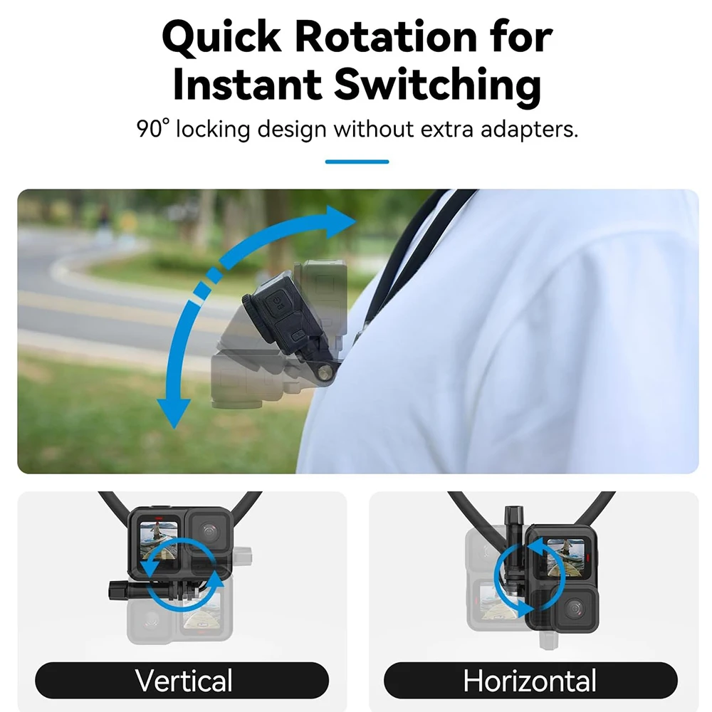 TELESIN Correa de pecho ajustable para montaje en el cuello para Vlogging POV manos libres, para GoPro Hero 13/12/11/10/9, Insta 360 X5/X4/X3/Ace Pro - imagen 3