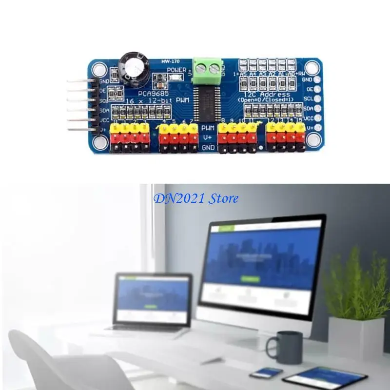 F3KE 2pcs PCA9685 PWM Servo Motor Driver Board 16 Interfaces canales Control - imagen 4