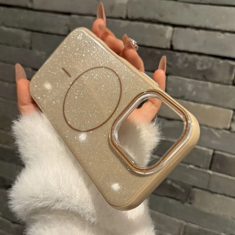 Funda de teléfono magnética brillante de lujo para iPhone 16 15 14 13 12 11 Pro Max para cubierta de carga inalámbrica magnética Magsafe - imagen 5