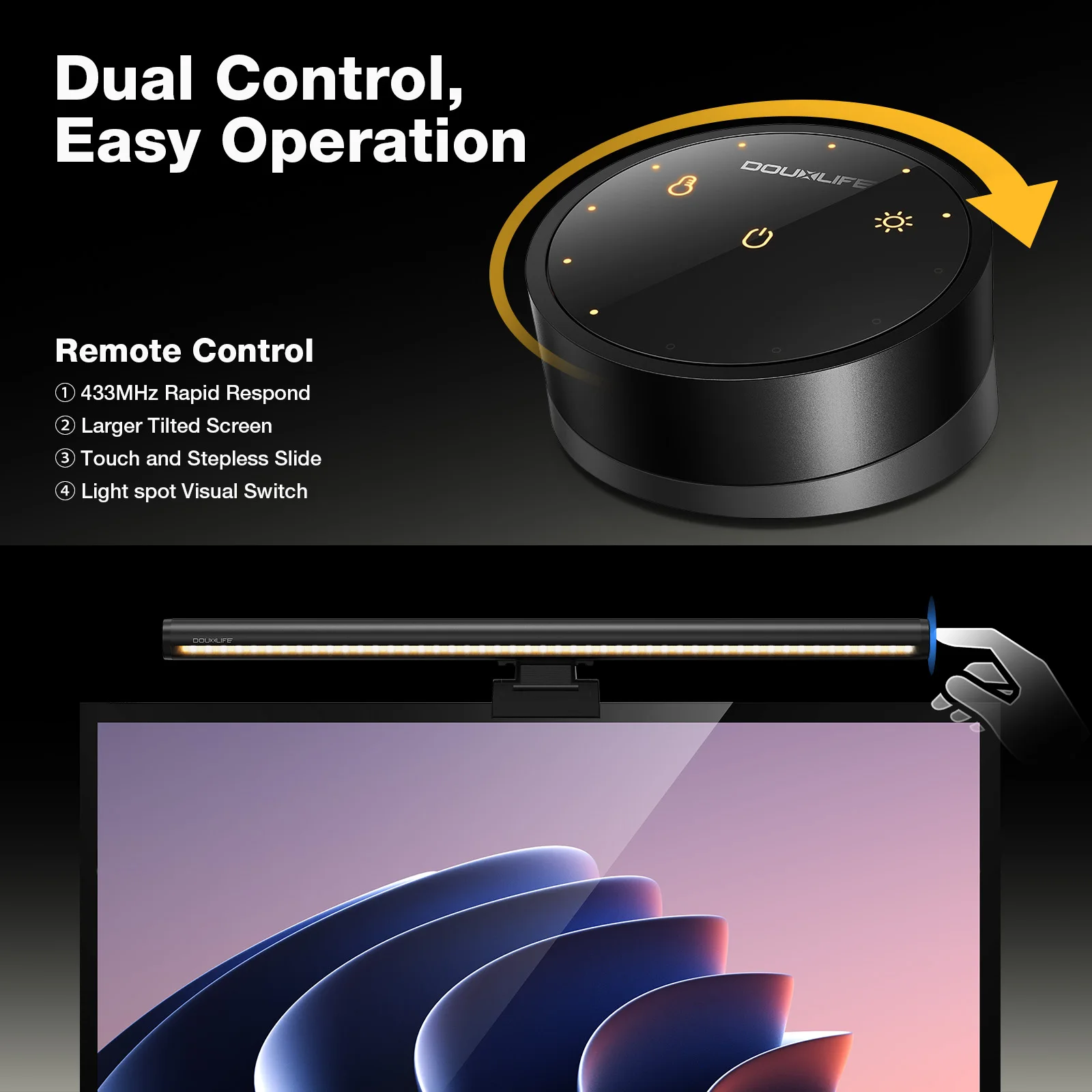Barra de luz para Monitor de DL-RS1 PLUS, luz para ordenador con Interruptor táctil, Control remoto Dual y lámpara de escritorio de temperatura de Color para el hogar - imagen 3