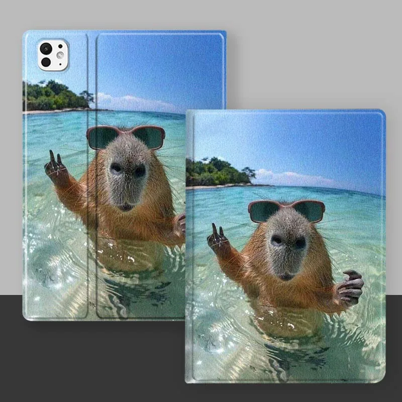 Cool Cute Capybara creativo para iPad Pro Mini 1 2 3 4 5 6 7 7ta generación 12,9 10,5 13 11 7,9 8,3 M4 pulgadas funda para tableta - imagen 3